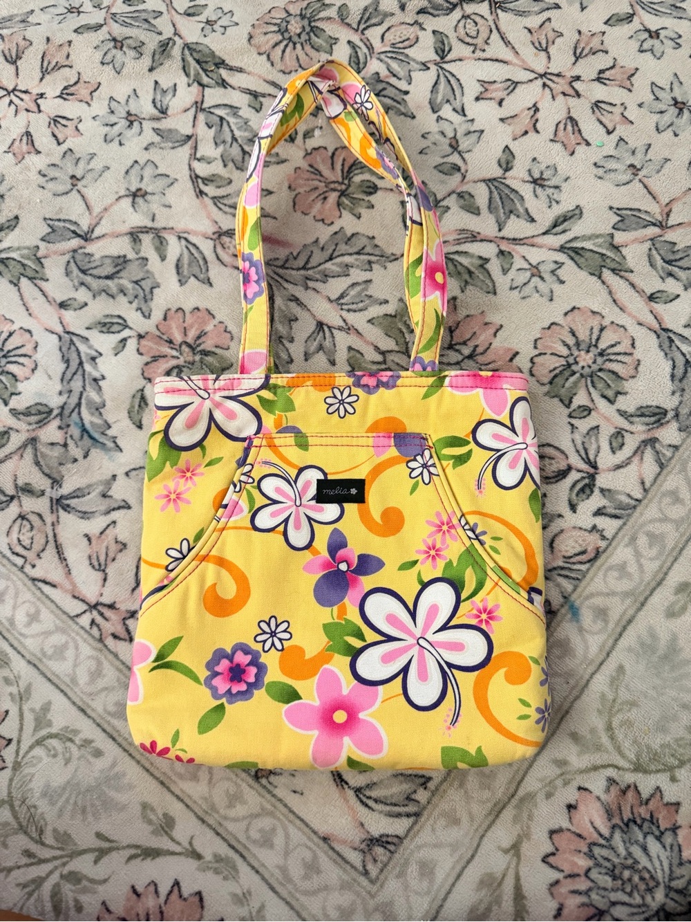 Yellow Floral Tote Bag by Melia
